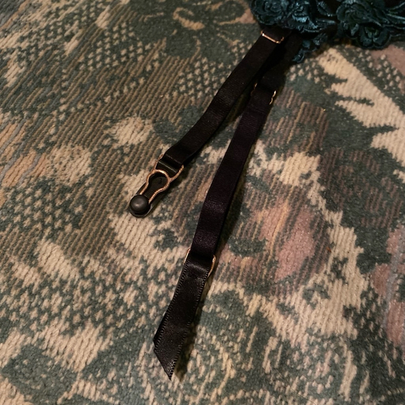 La Vie En Rose Lingerie Set Teal Black Lace Sheer Sexy Forest Green Goth 36C - Picture 3 of 12